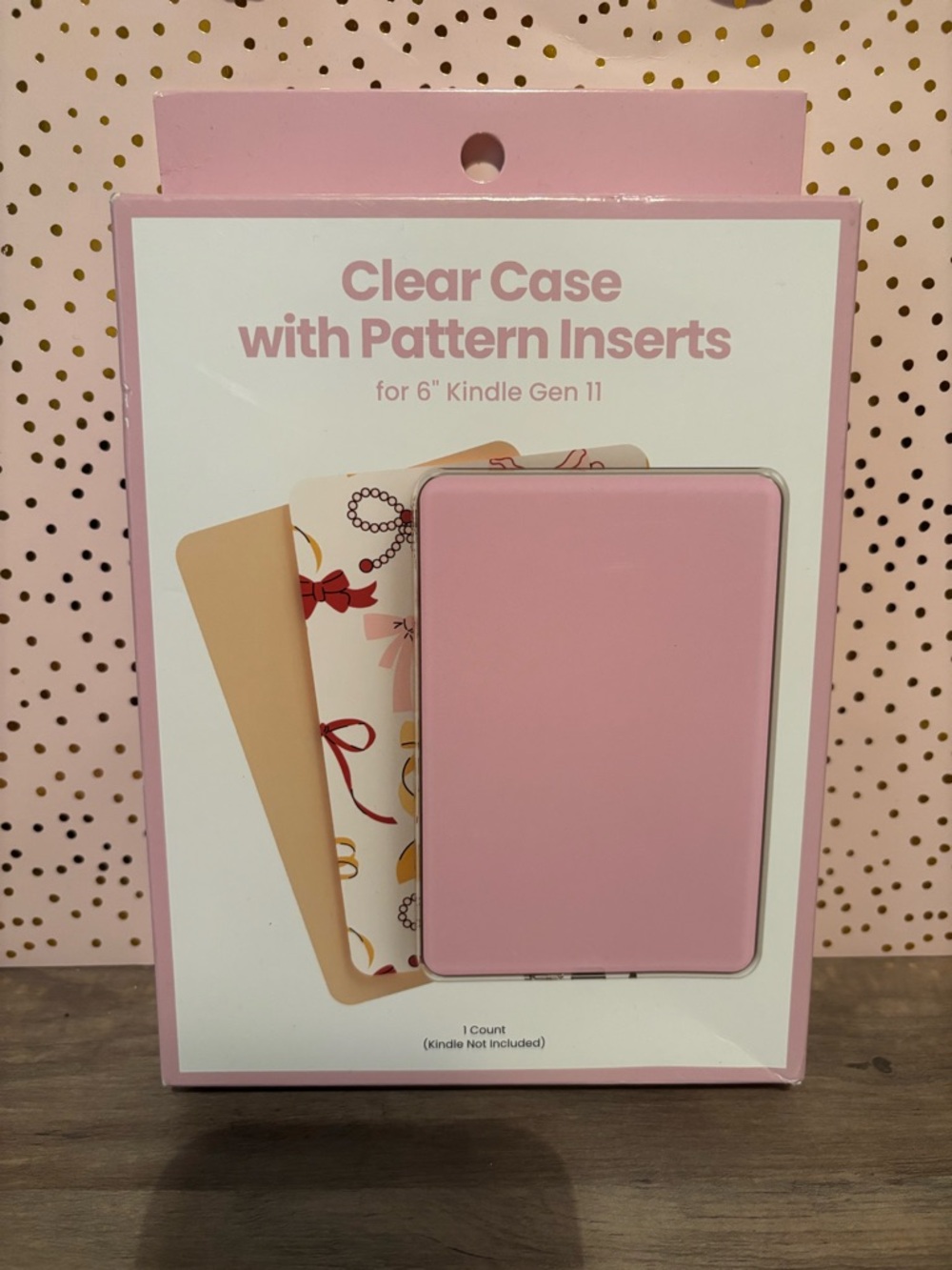 Clear Kindle Case with Pink Pattern Inserts